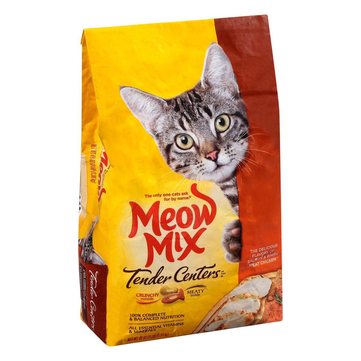 slide 7 of 9, Meow Mix Tender Centers Dry Cat Food, Salmon & White Meat Chicken Flavors, 3 Pound Bag, 3 lb