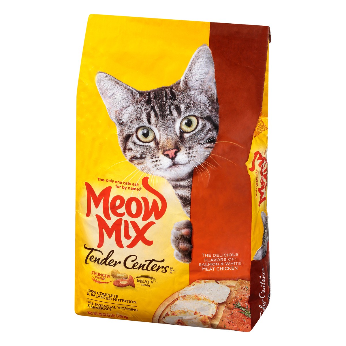 slide 5 of 9, Meow Mix Tender Centers Dry Cat Food, Salmon & White Meat Chicken Flavors, 3 Pound Bag, 3 lb