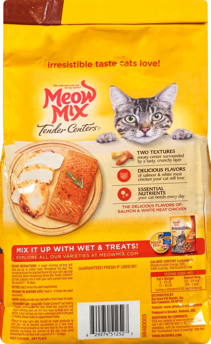 slide 3 of 9, Meow Mix Tender Centers Dry Cat Food, Salmon & White Meat Chicken Flavors, 3 Pound Bag, 3 lb