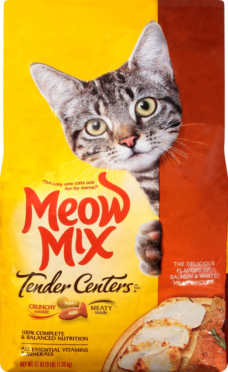 slide 6 of 9, Meow Mix Tender Centers Dry Cat Food, Salmon & White Meat Chicken Flavors, 3 Pound Bag, 3 lb