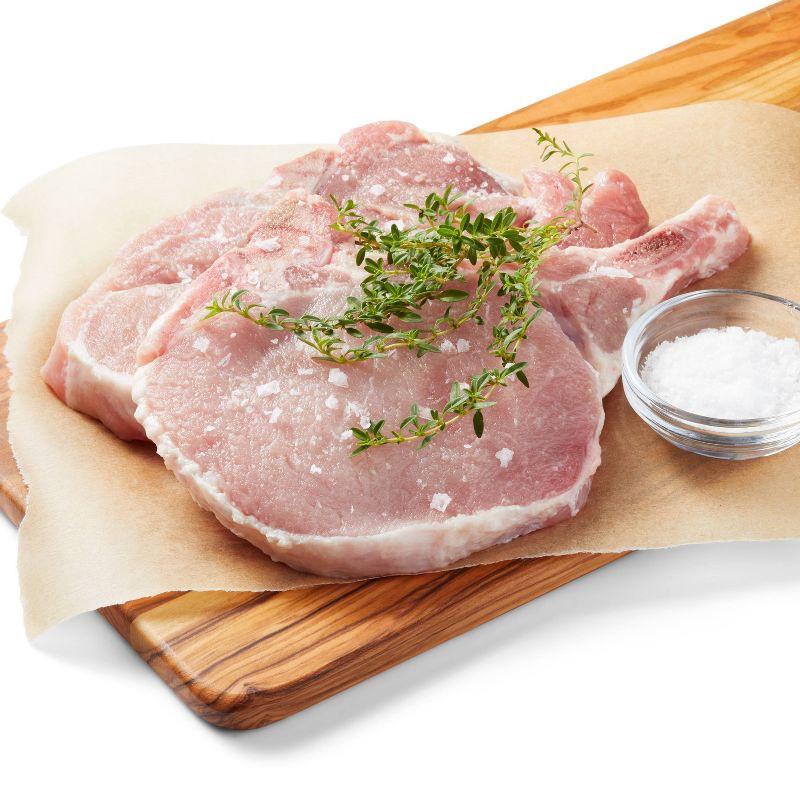 slide 2 of 4, Bone-in Pork Loin Chops - 0.60-3.00 lbs - price per lb - Good & Gather™, per lb