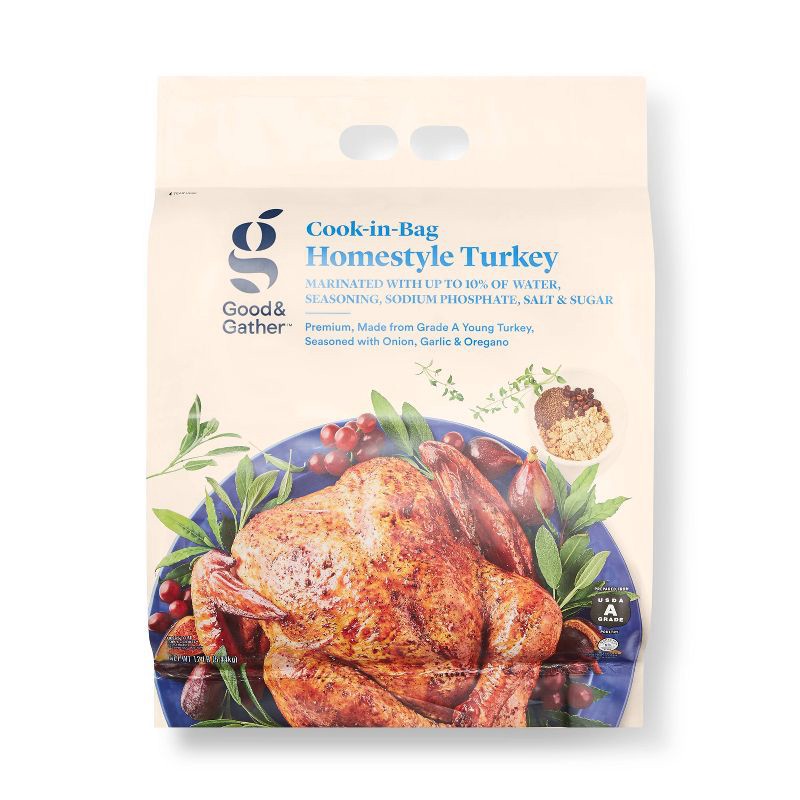 slide 1 of 4, Cook-in-Bag Homestyle Turkey - Frozen - 12lbs - Good & Gather™, 12 lb