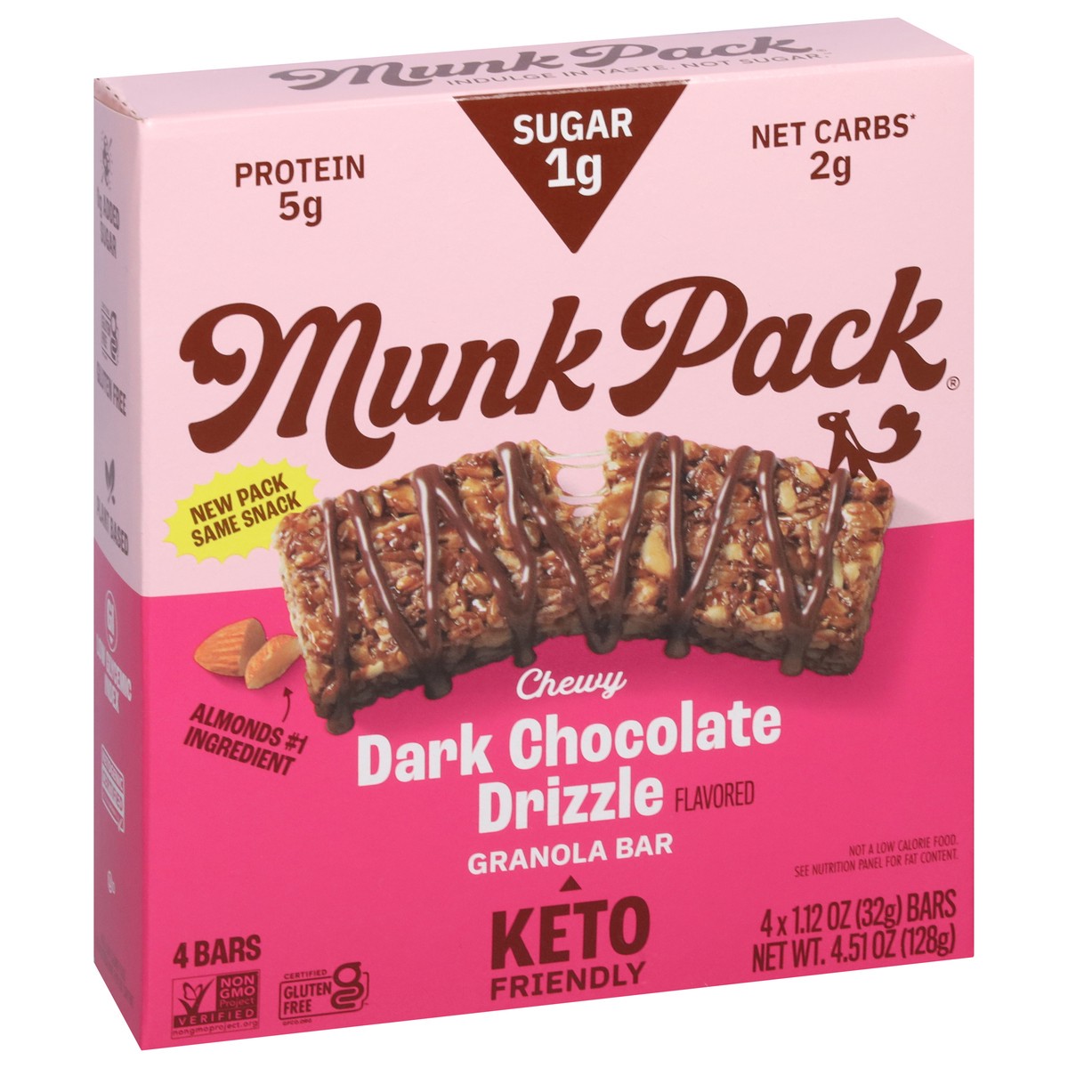 slide 3 of 9, Munk Pack Chewy Dark Chocolate Drizzle Flavored Granola Bars 4 ea, 1 ct