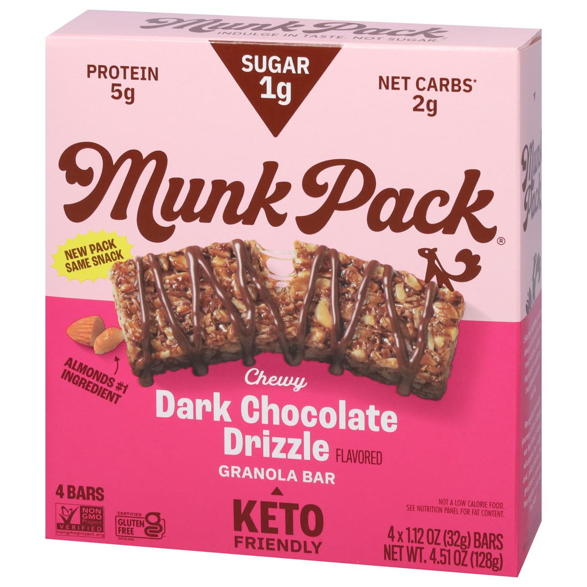 slide 2 of 9, Munk Pack Chewy Dark Chocolate Drizzle Flavored Granola Bars 4 ea, 1 ct