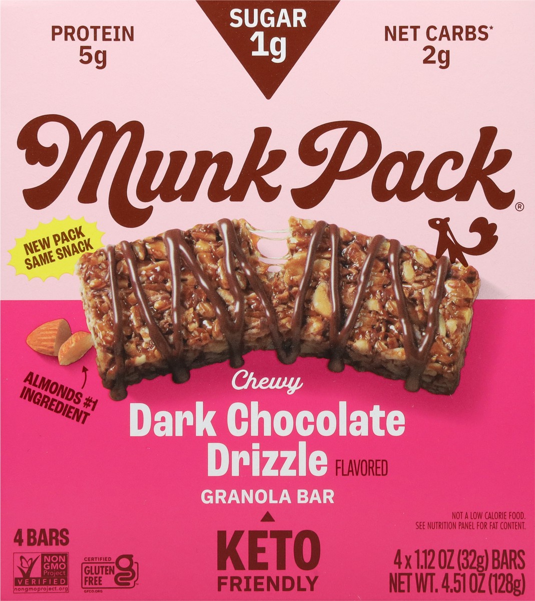 slide 8 of 9, Munk Pack Chewy Dark Chocolate Drizzle Flavored Granola Bars 4 ea, 1 ct