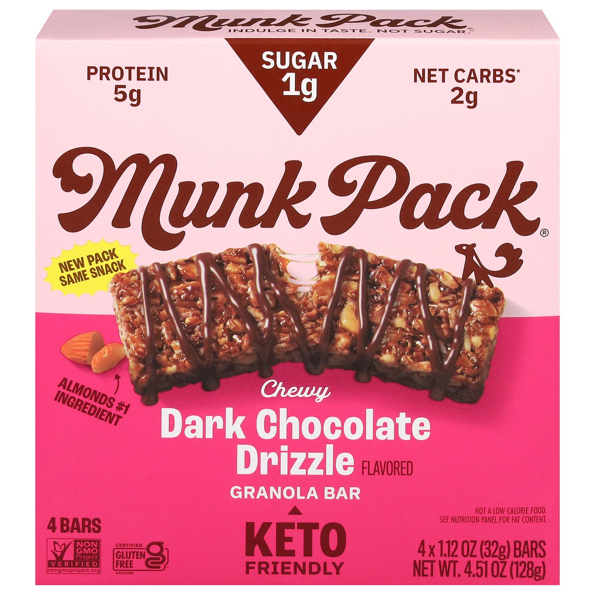 slide 1 of 9, Munk Pack Chewy Dark Chocolate Drizzle Flavored Granola Bars 4 ea, 1 ct