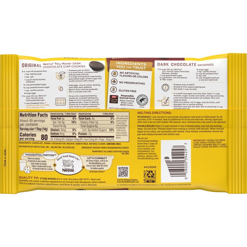 slide 12 of 16, Nestle Toll House Dark Chocolate Chips for Cookie Baking - 20oz, 20 oz