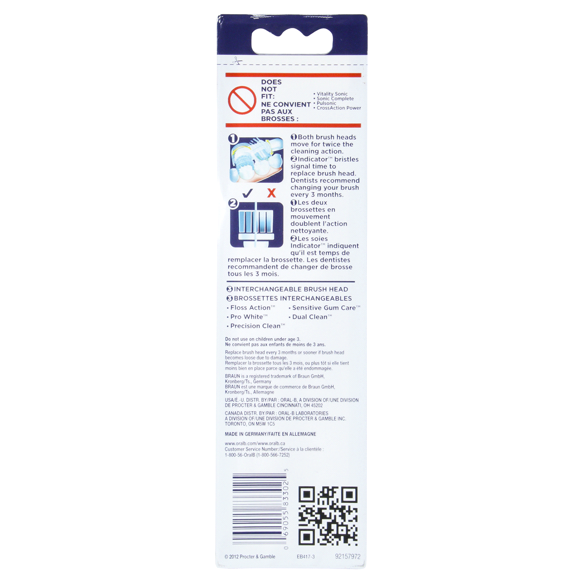 slide 2 of 8, Oral-B Dual Clean Replacement Electric Toothbrush Head, 3 ct