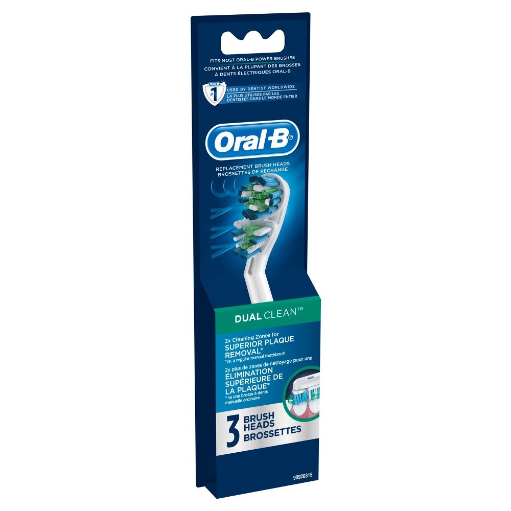 slide 5 of 8, Oral-B Dual Clean Replacement Electric Toothbrush Head, 3 ct