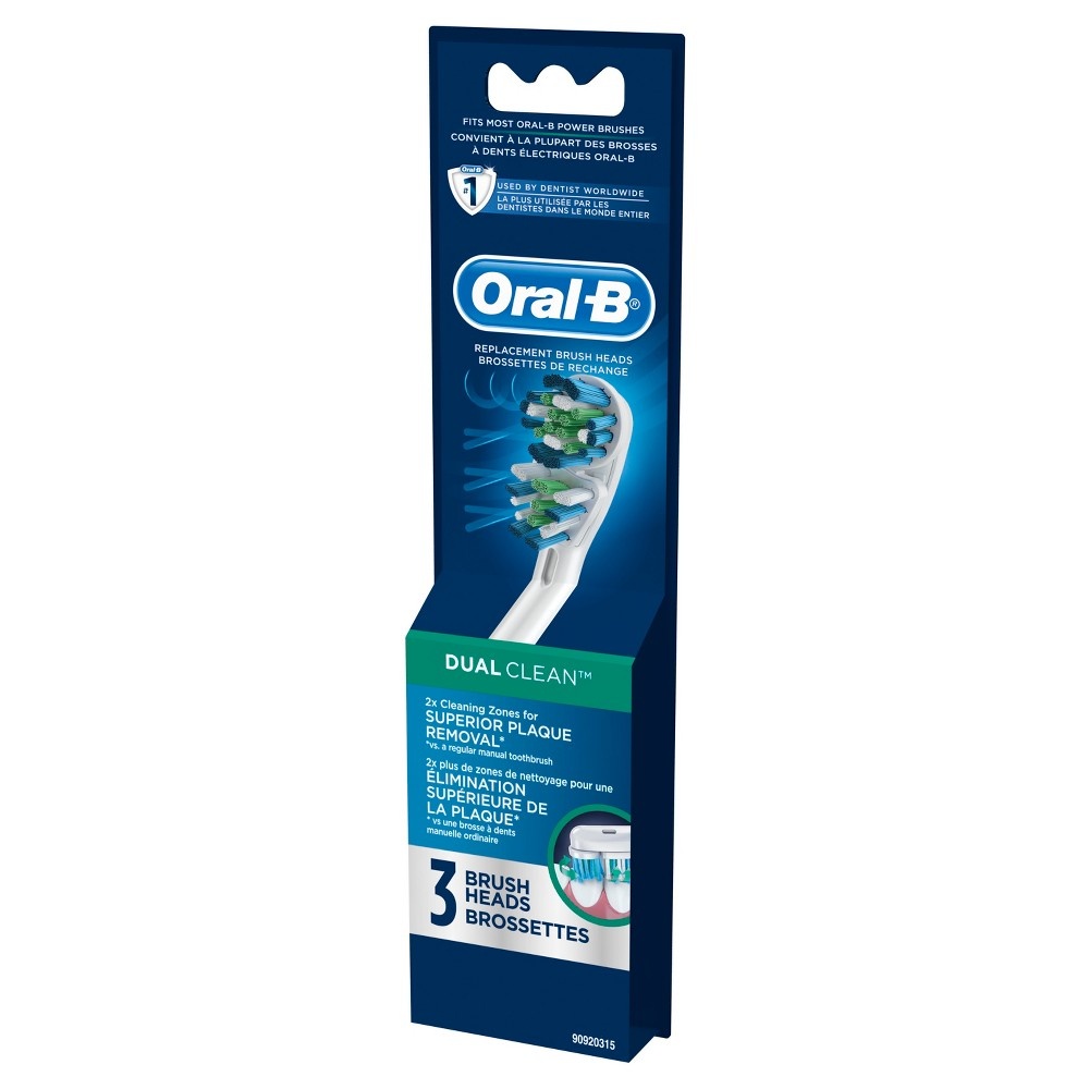 slide 8 of 8, Oral-B Dual Clean Replacement Electric Toothbrush Head, 3 ct