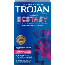Trojan Double Ecstasy Lubricated Condoms - 10ct