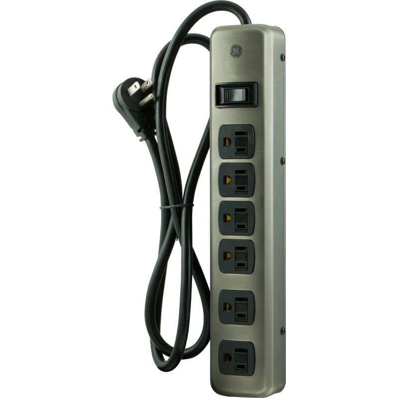 slide 2 of 5, General Electric GE 5 Outlet Designer Brushed Nickel Surge Protector, 1 ct