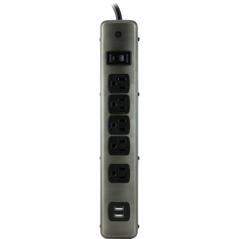 slide 4 of 5, General Electric GE 5 Outlet Designer Brushed Nickel Surge Protector, 1 ct