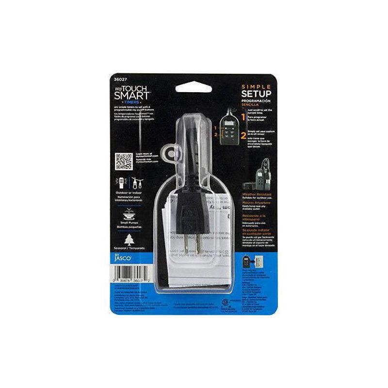 slide 3 of 5, myTouchSmart Indoor/Outdoor Plug-In Digital Timer Black, 1 ct