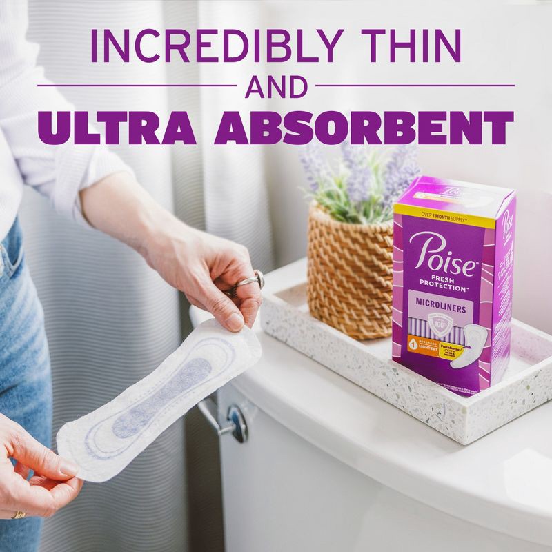 slide 7 of 8, Poise Daily Incontinence Microliners - Lightest Absorbency - 1 Drop - Long - 50ct, 50 ct