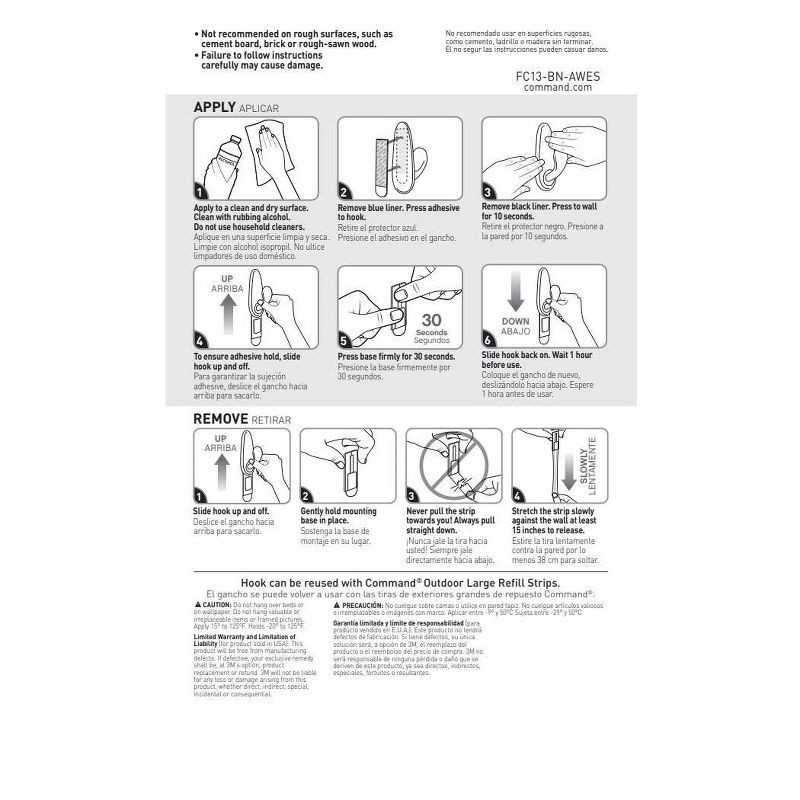 slide 11 of 12, Command Large Sized Outdoor Classic Decorative Metal Hook with Foam Strips Nickel, 1 ct
