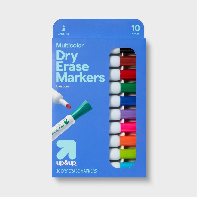 slide 1 of 4, 10ct Chisel Tip Dry Erase Markers Multicolor - up&up™: Whiteboard Markers, School Supplies, Bold Point, Ages 10+, 10 ct