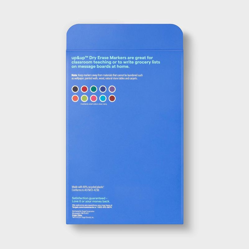 slide 3 of 4, 10ct Chisel Tip Dry Erase Markers Multicolor - up&up™: Whiteboard Markers, School Supplies, Bold Point, Ages 10+, 10 ct