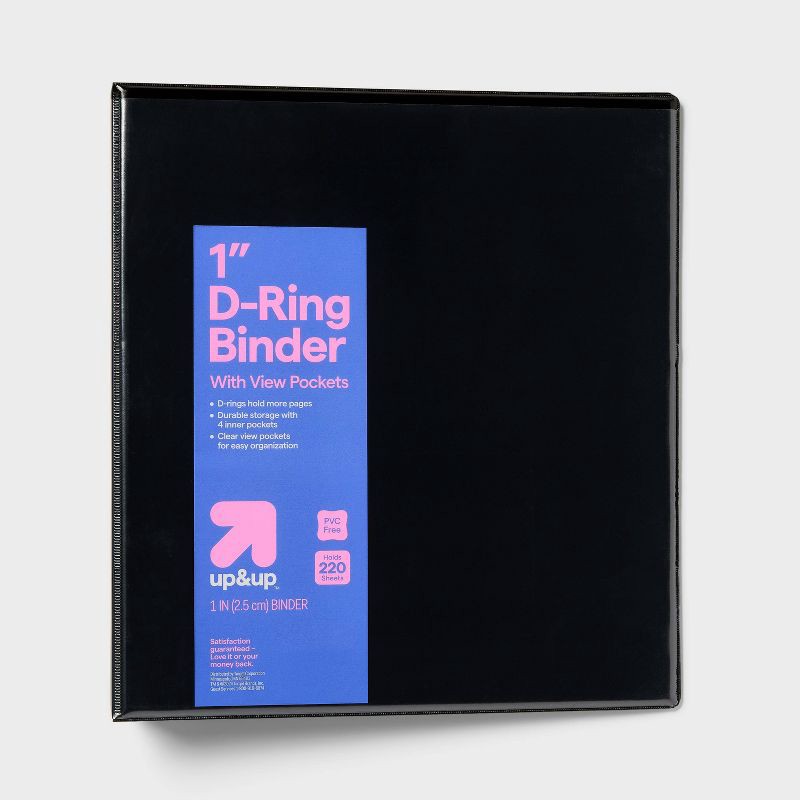 slide 1 of 3, 1" 3 Ring Binder Clear View Black - up&up™, 1 ct