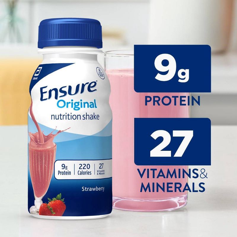 slide 4 of 9, Ensure Original Nutrition Shake Strawberry Non-Caffeinated- 6ct/48 fl oz, 6 ct, 48 fl oz