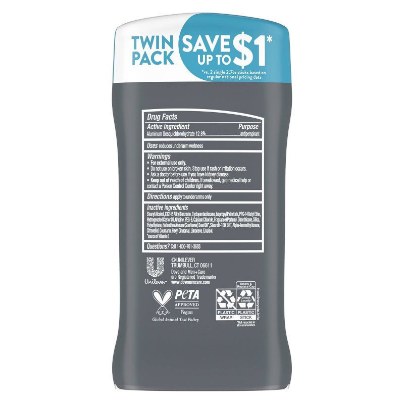 slide 3 of 10, Dove Men+Care 72-Hour Antiperspirant & Deodorant Stick - Clean Comfort - 2.7oz/2ct, 2 ct; 2.7 oz