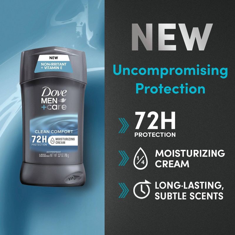 slide 4 of 10, Dove Men+Care 72-Hour Antiperspirant & Deodorant Stick - Clean Comfort - 2.7oz/2ct, 2 ct; 2.7 oz