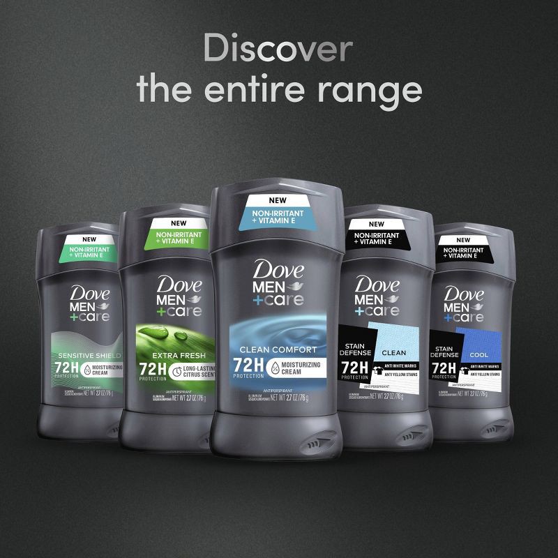 slide 7 of 10, Dove Men+Care 72-Hour Antiperspirant & Deodorant Stick - Clean Comfort - 2.7oz/2ct, 2 ct; 2.7 oz