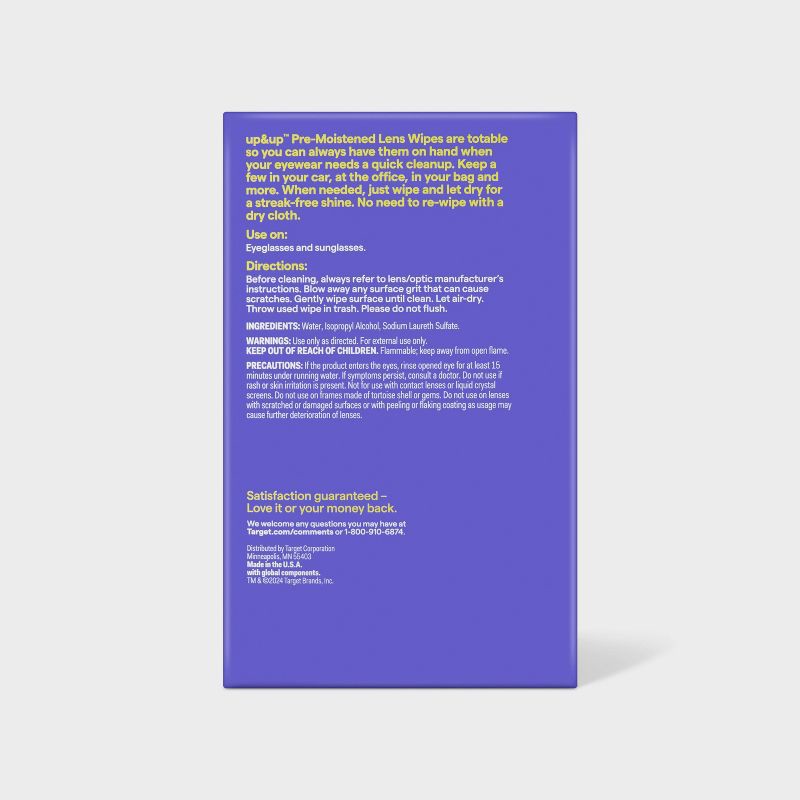 slide 3 of 5, Pre-Moistened Lens Wipes - 60ct - up&up™, 60 ct