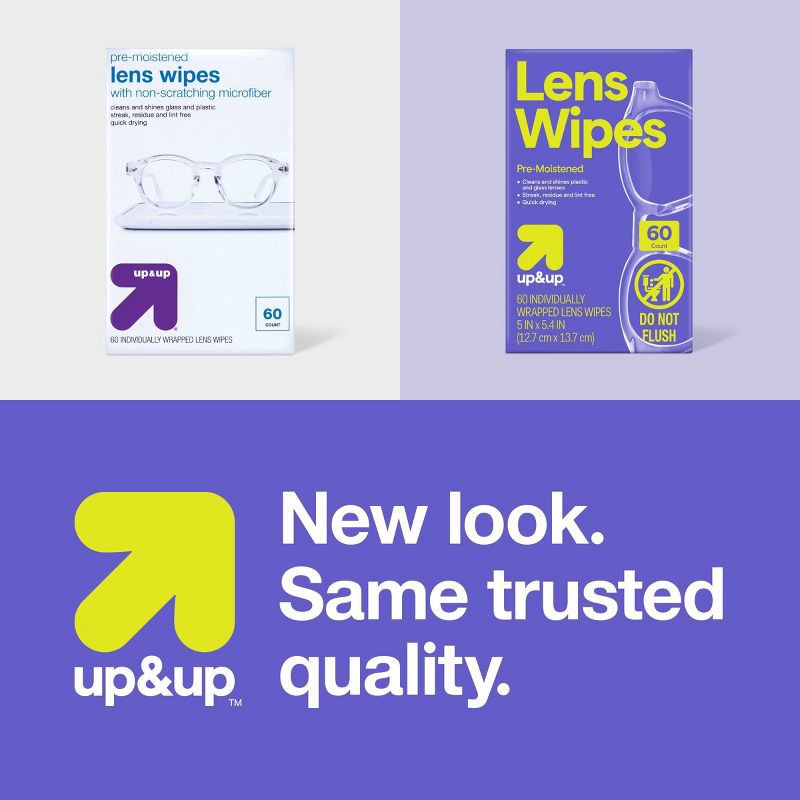 slide 5 of 5, Pre-Moistened Lens Wipes - 60ct - up&up™, 60 ct