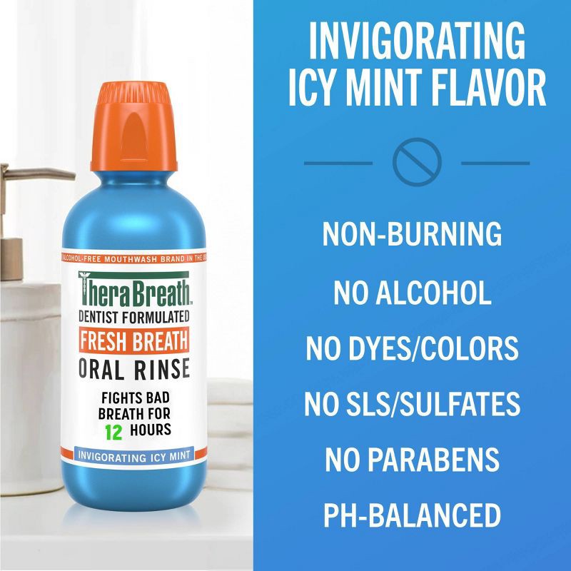 slide 6 of 10, TheraBreath Fresh Breath Mouthwash Alcohol-Free - Icy Mint - 16 fl oz, 16 fl oz