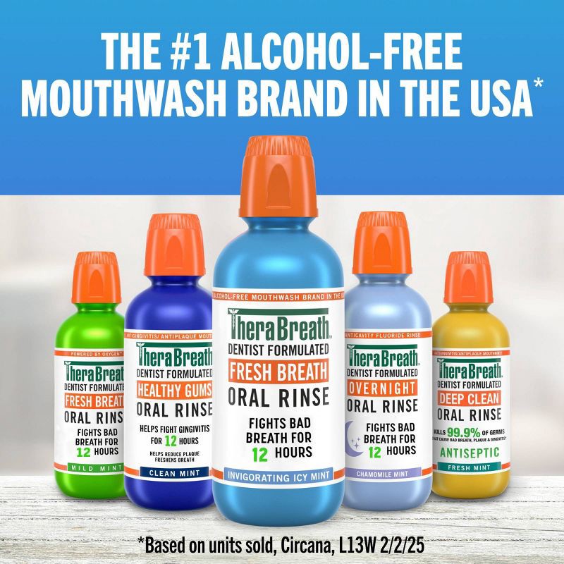 slide 8 of 10, TheraBreath Fresh Breath Mouthwash Alcohol-Free - Icy Mint - 16 fl oz, 16 fl oz