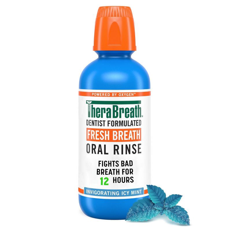 slide 1 of 9, TheraBreath Fresh Breath Mouthwash Alcohol-Free - Icy Mint - 16 fl oz, 16 fl oz