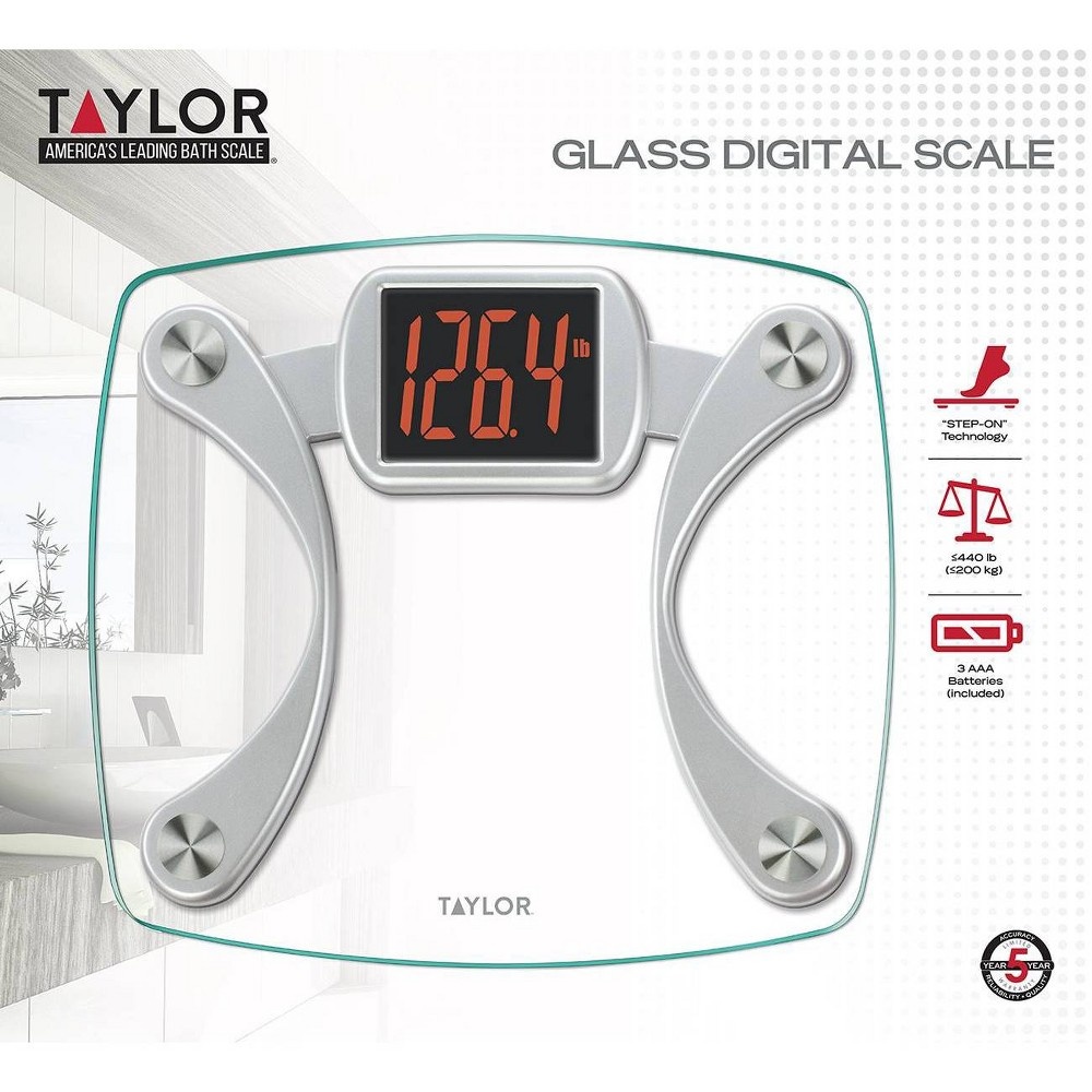 Digital Glass Scale With Stainless Steel Accents Clear - Taylor : Target