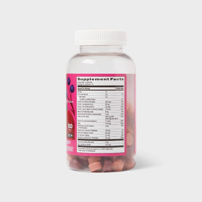 slide 3 of 6, Women's Multivitamin Gummies - Natural Berry - 150ct - up&up™, 150 ct