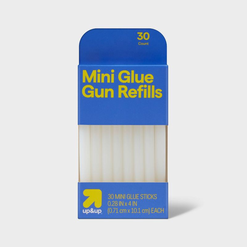 slide 1 of 3, 30ct Mini Glue Gun Stick Refills - up&up™: Hot Glue Sticks for Crafting, Clear, 3.937" Length, 30 Pack, 30 ct
