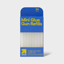 30ct Mini Glue Gun Stick Refills - up&up™: Hot Glue Sticks for Crafting, Clear, 3.937" Length, 30 Pack