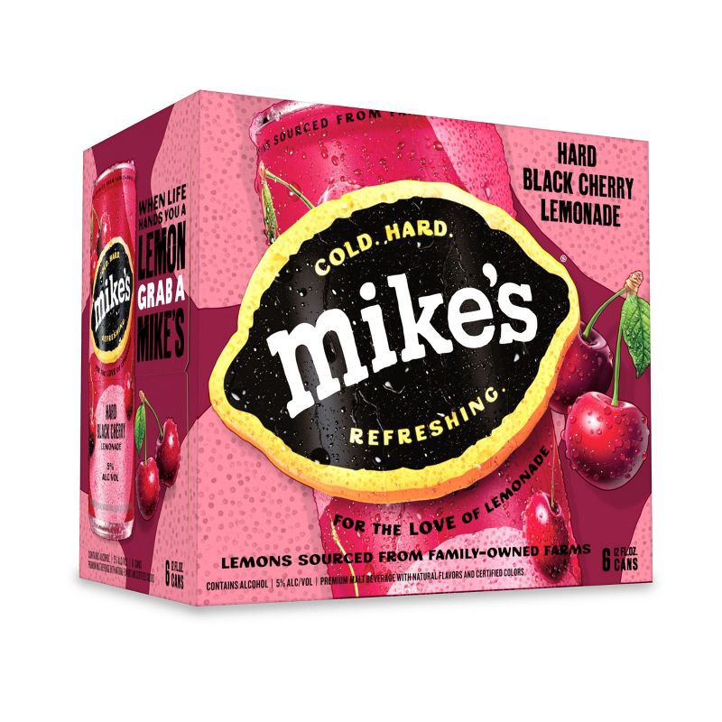 slide 1 of 15, Mike's Hard Lemonade Mike's Hard Black Cherry Lemonade - 6pk/12 fl oz Cans, 6 ct; 12 fl oz