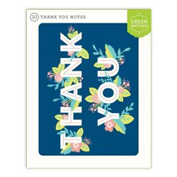 Green Inspired 10ct Hidden Flowers Thank You Cards: Floral Stationery Pack with Envelopes, Blank Inside, Multicolor
