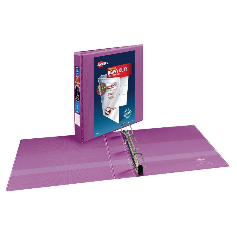 slide 2 of 4, Avery 400 Sheet 1.5" One Touch EZD Heavy-Duty Ring Binder Purple: Polypropylene, D Rings, 4 Pockets, Clear Hard Cover, 400 ct
