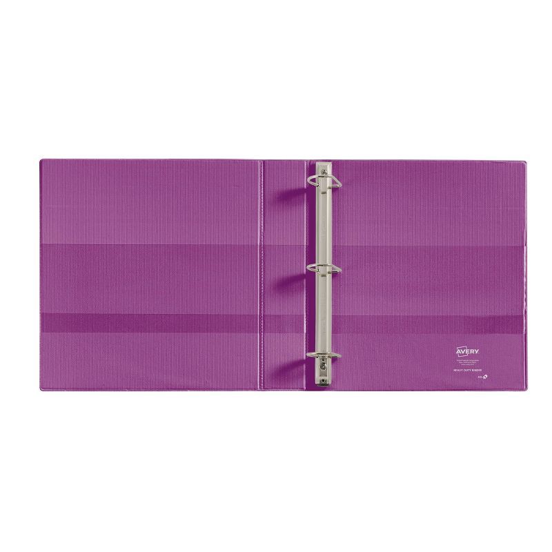 slide 3 of 4, Avery 400 Sheet 1.5" One Touch EZD Heavy-Duty Ring Binder Purple: Polypropylene, D Rings, 4 Pockets, Clear Hard Cover, 400 ct
