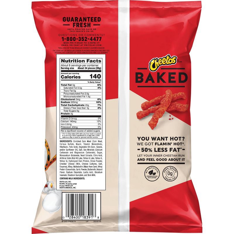 slide 2 of 4, Cheetos Oven Baked Flamin' Hot Cheese Flavored Snacks - 7.625oz, 7.625 oz