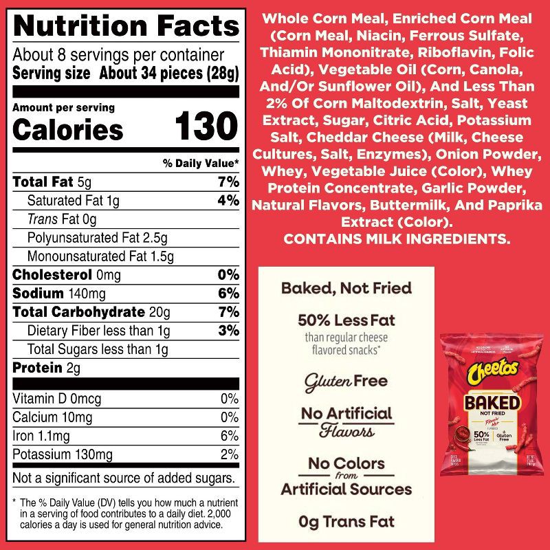 slide 3 of 5, Cheetos Oven Baked Flamin' Hot Cheese Flavored Snacks - 7.625oz, 7.625 oz
