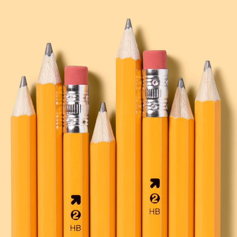 slide 2 of 3, 24ct Sharpened #2 Wood Pencils - up&up™: School Supplies, 2.05mm Point, Erasable, No. 2, Yellow, Ages 10+, 24 ct