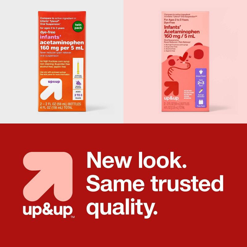 slide 6 of 6, Dye-Free Infants' Acetaminophen - 2pk/2 fl oz Each - up&up™, 2 ct; 2 fl oz