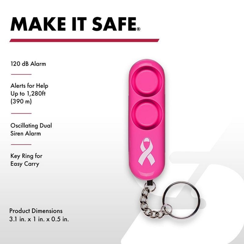 slide 2 of 9, Sabre Personal Alarm Pink: Safety Keychain for Ladies, Compact & Portable, Includes Batteries, 1 ct