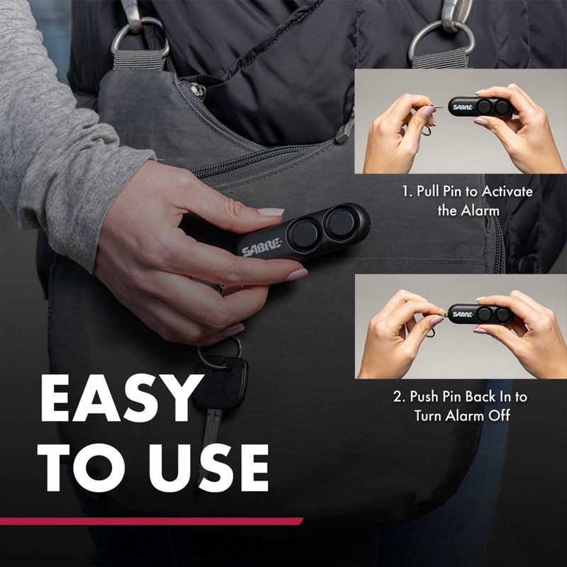 slide 4 of 9, Sabre Personal Alarm Pink: Safety Keychain for Ladies, Compact & Portable, Includes Batteries, 1 ct