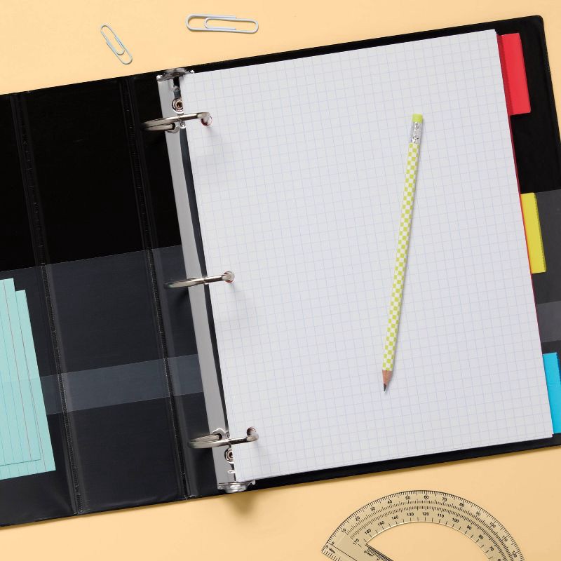 slide 2 of 3, 2" 3 Ring Binder Clear View Black - up&up™: 500 Sheet Capacity, D Rings, Internal Pockets, Polypropylene, 1 ct