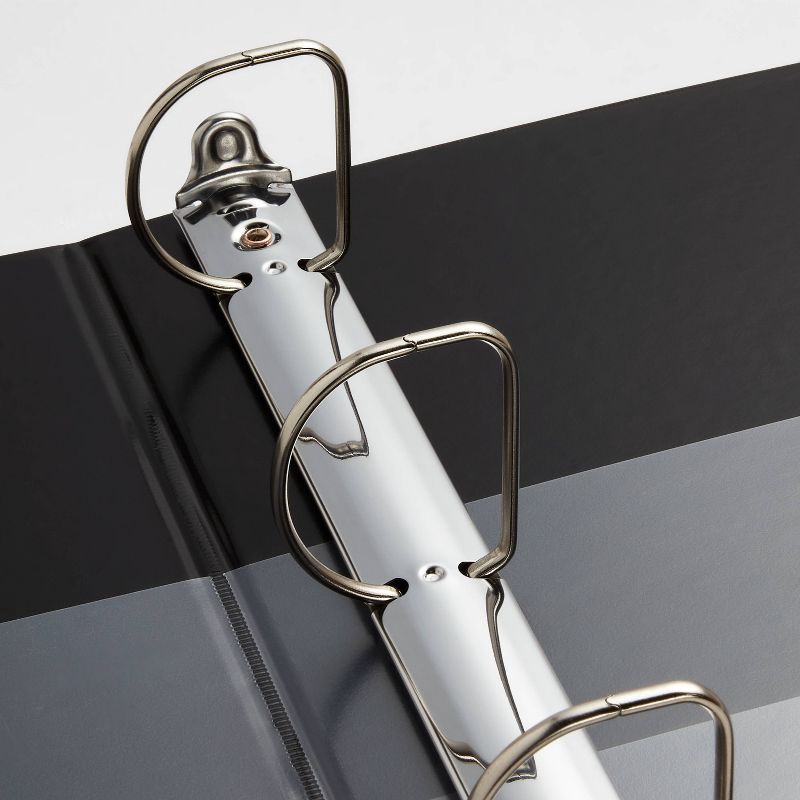 slide 3 of 3, 2" 3 Ring Binder Clear View Black - up&up™: 500 Sheet Capacity, D Rings, Internal Pockets, Polypropylene, 1 ct