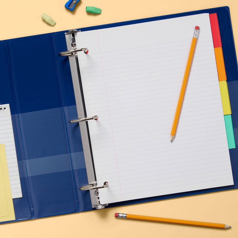 slide 2 of 3, 2" 3 Ring Binder Clear View Blue - up&up™: 500 Sheet Capacity, D Rings, Internal Pockets, Polypropylene, 1 ct