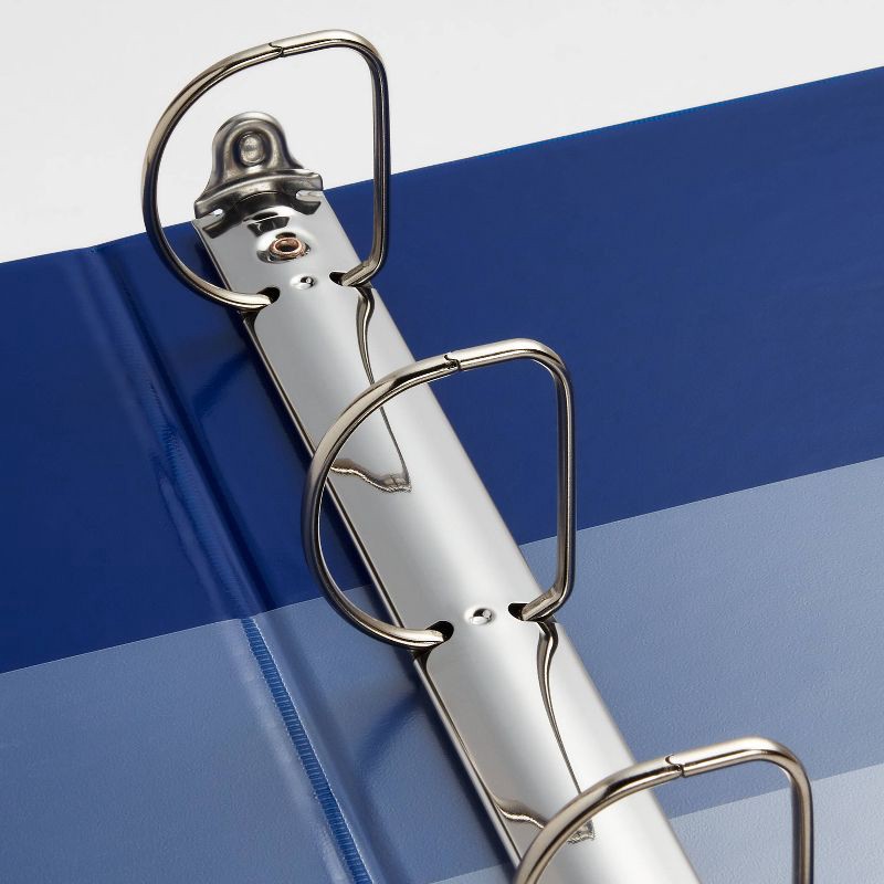 slide 3 of 3, 2" 3 Ring Binder Clear View Blue - up&up™: 500 Sheet Capacity, D Rings, Internal Pockets, Polypropylene, 1 ct